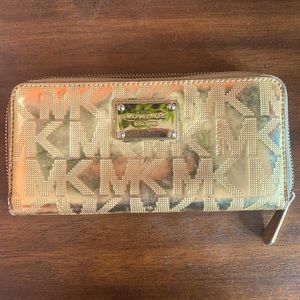 Michael Kors Gold MK Zip Wallet